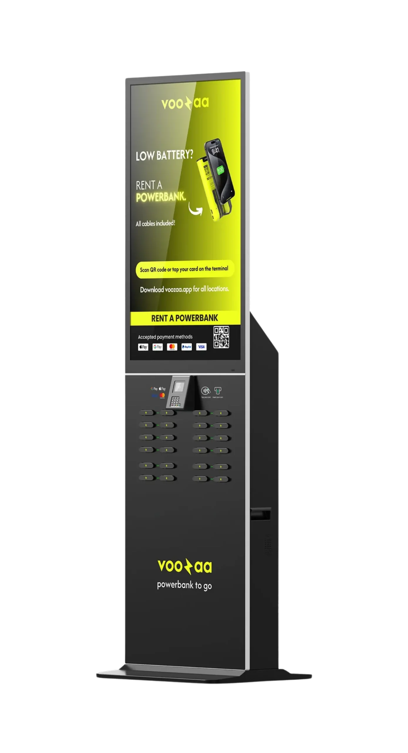 Stazione VOOZAA powerbank in ambiente commerciale