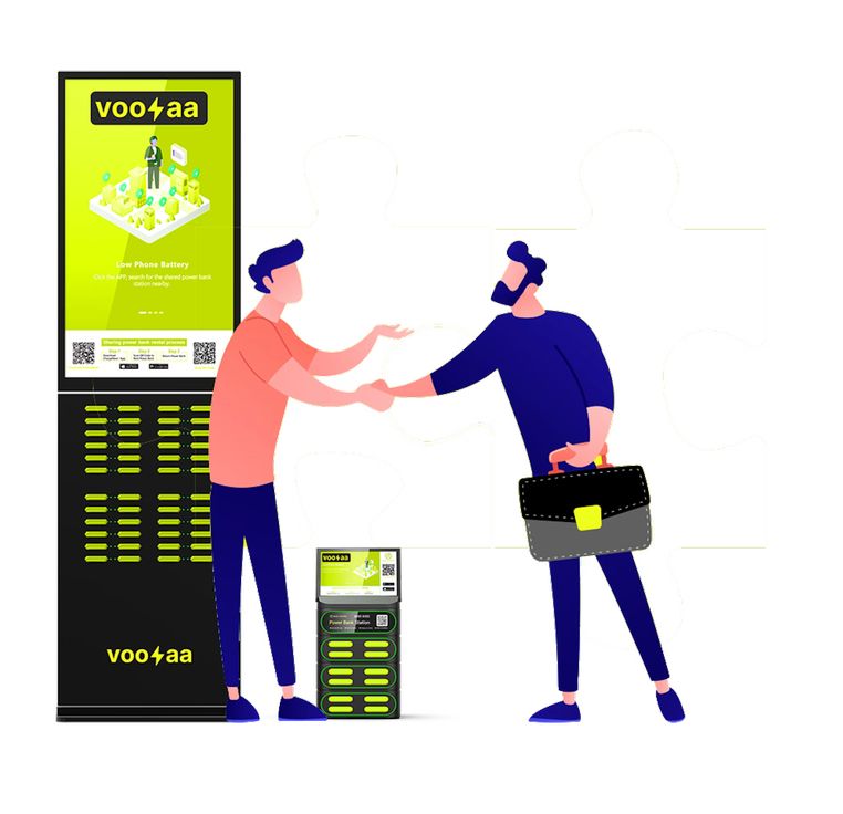 Stazione VOOZAA powerbank in ambiente commerciale